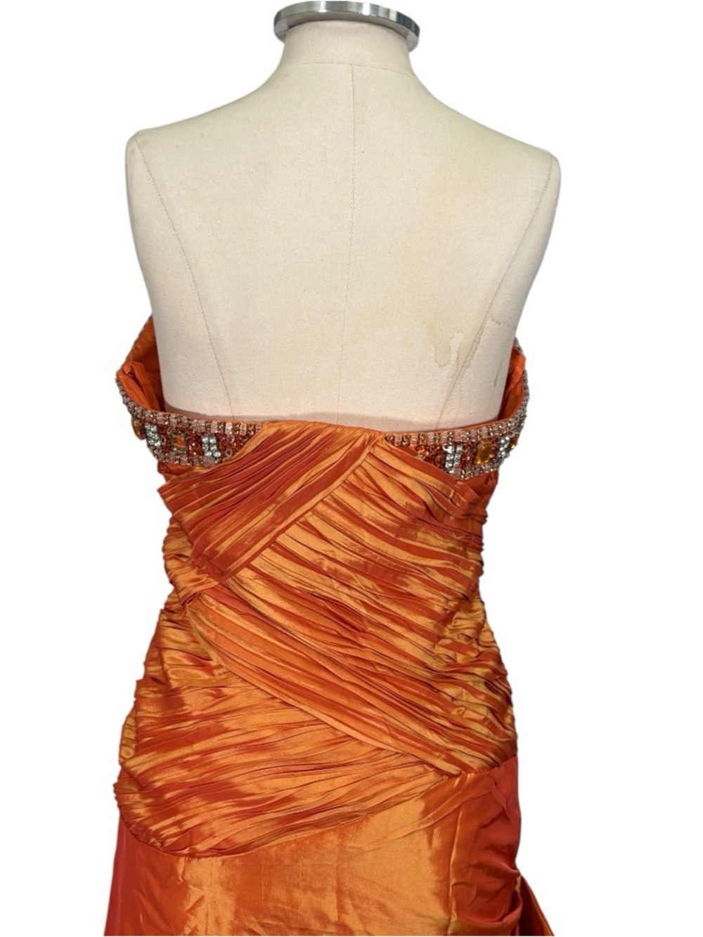 Vintage May Queen Y2k 90s Strapless Ruched Ruffle Mermaid Formal Gown Size 10 - Picture 10 of 12